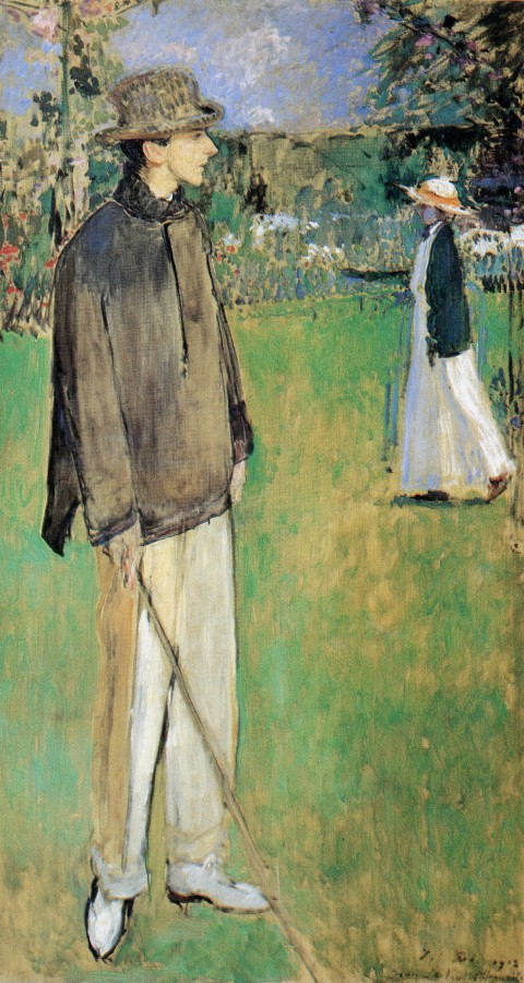 Jean Cocteau et Hilda Trevelyan dans le jardin d’Offranville