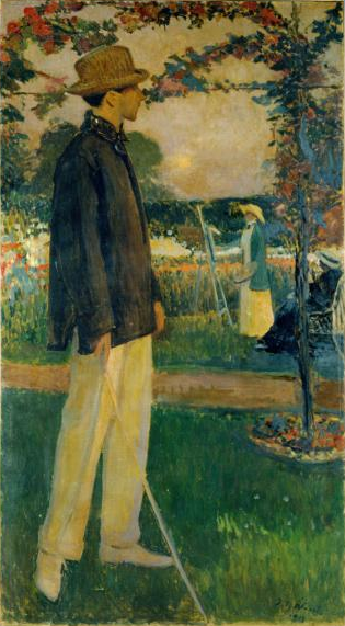 Jean Cocteau et Hilda Trevelyan dans le jardin d’Offranville