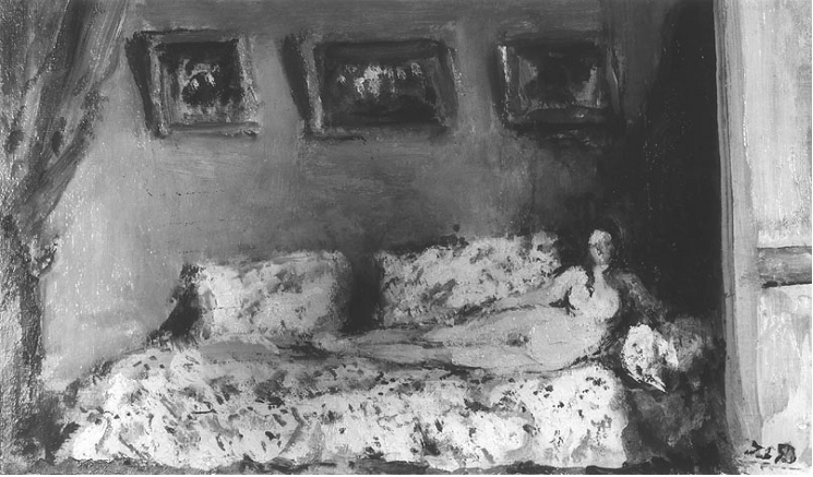 Nu sur le sofa en chintz